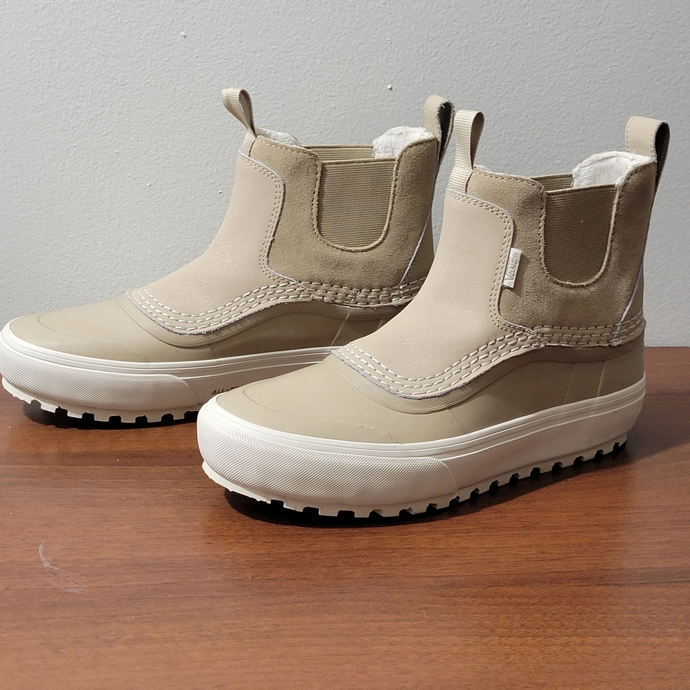 Vans Beige High-Top Sneakers with White Soles